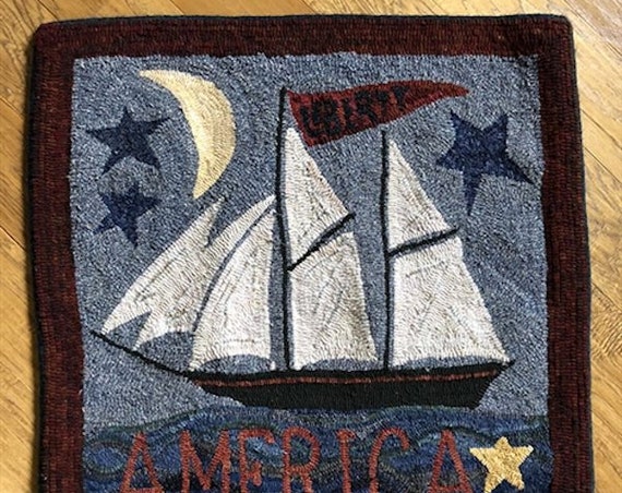 Rug Hooking Pattern: - "Liberty Ship" designed by Renee Nanneman for Needle Love Designs