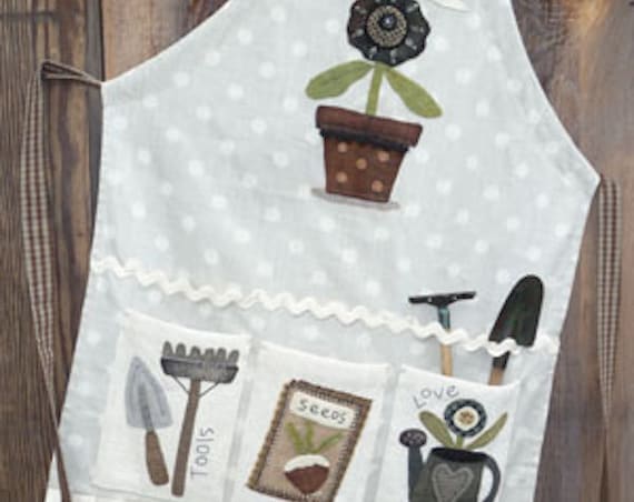Pattern: Apron Wool Applique "How does your Garden Grow..." by Heart to Hand