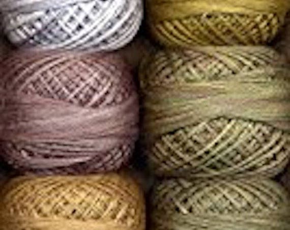 Floss & Threads: Valdani "The Cottage Garden - Earthen Greens" Perle Cotton Size 12 Collection - Hand Dyed Colorfast