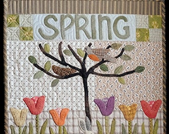 Pattern: "Spring Banner" Wool Applique Wall Hanging  by Timeless Traditions -Norma Whaley