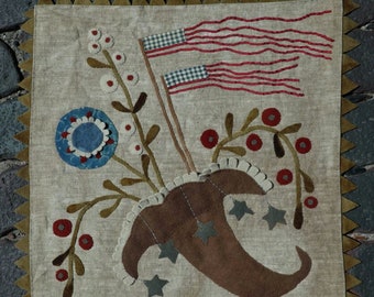 Pattern: "Celebrate a New Nation" Wool & Linen Mat, Wall Hanging by Maggie Bonanomi