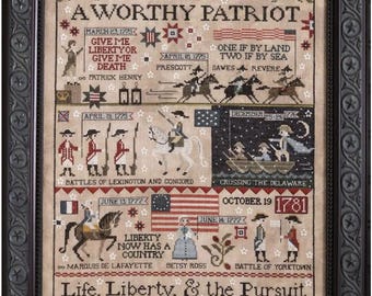 Pattern: A Worthy Patriot - Cross Stitch  by Plum Street Samplers
