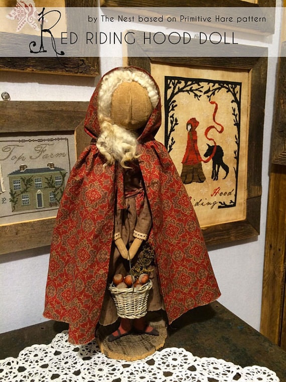 Pattern: Red Riding Hood Doll - by The Nest for Primitive Hare