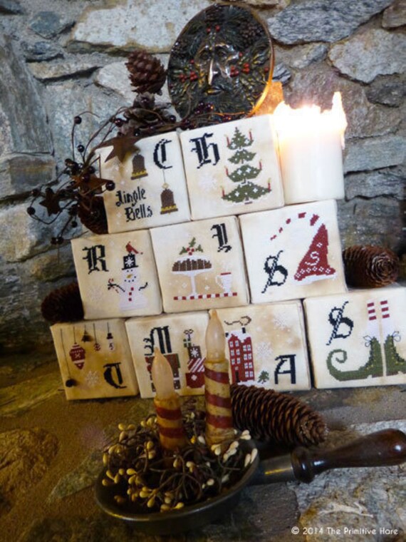 Pattern: Christmas Cubes Cross Stitch - Primitive Hare