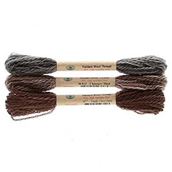 Floss & Threads: Wool Floss by Valdani Set/3 "Primitives" - Size 8 - Hand Dyed Colorfast