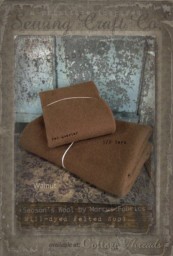 Wool: Fat Quarter 100% Wool - Walnut - Marcus Fabrics
