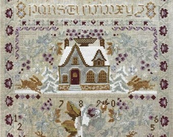 Counted Cross Stitch Pattern, Winter Rose Sampler, Winter Decor