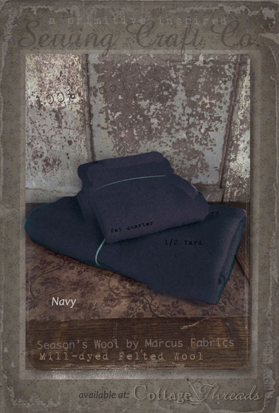 Wool: HALF YARD Piece 100% Wool - NAVY - Marcus Fabrics