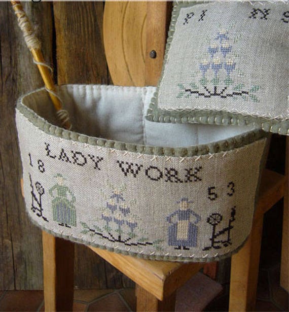 Pattern: A Lady Basket Cross Stitch - Primitive Hare
