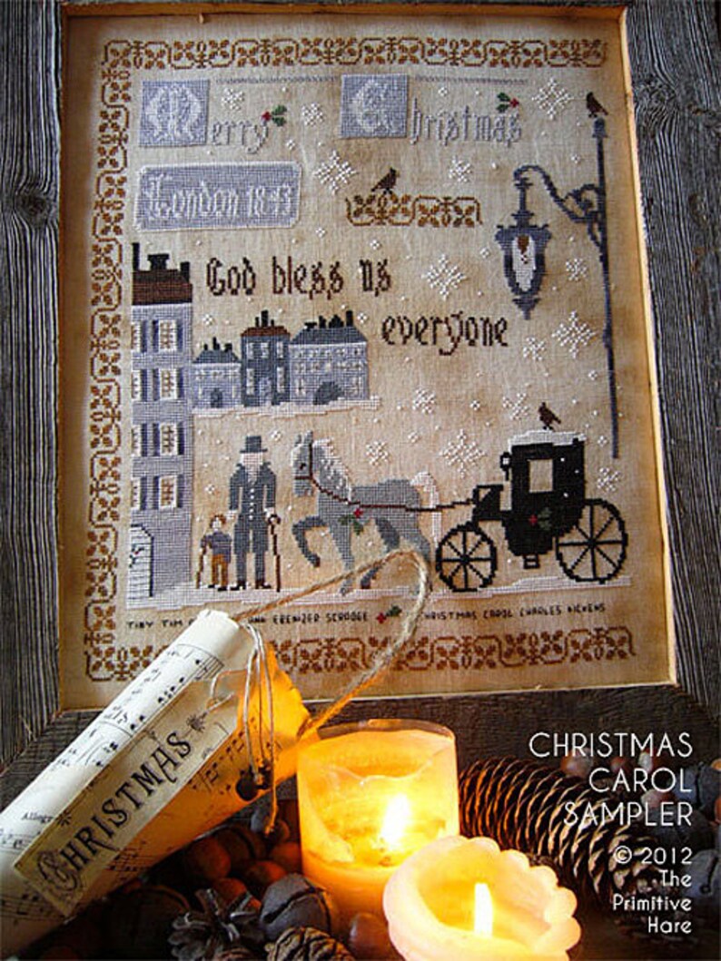 Pattern: Christmas Carol Sampler Cross Stitch Primitive Hare - Etsy