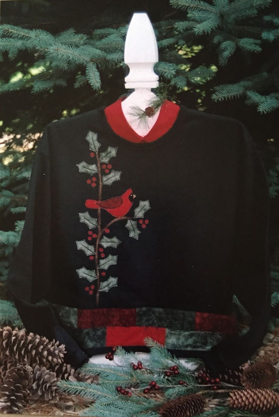 Pattern: Holly & Berries Cardinal Applique Sweatshirt by Cottage Creek Quilts
