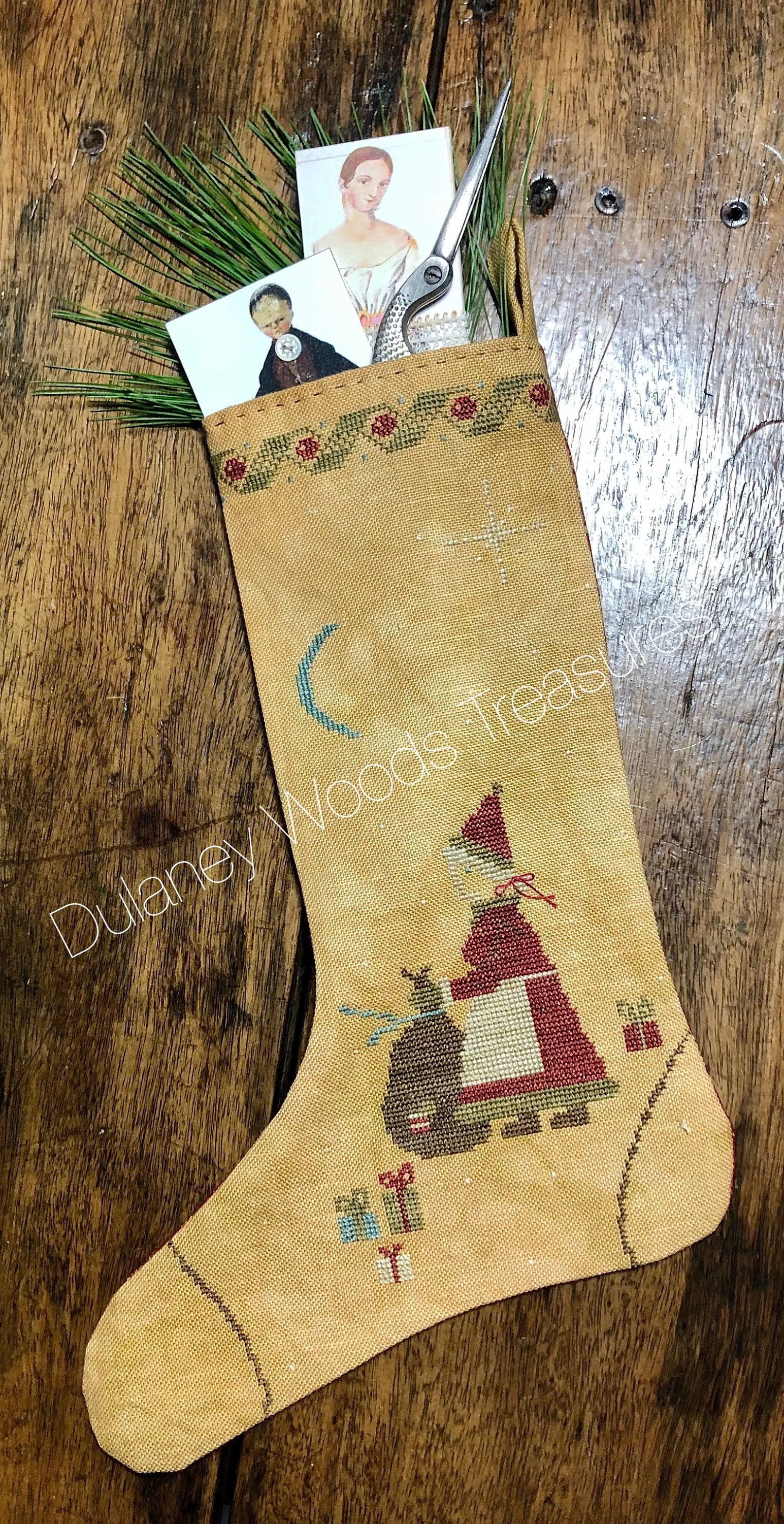 Rare Elliott Mrs Claus in the Kitchen Cross Stitch Christmas Stocking Kit