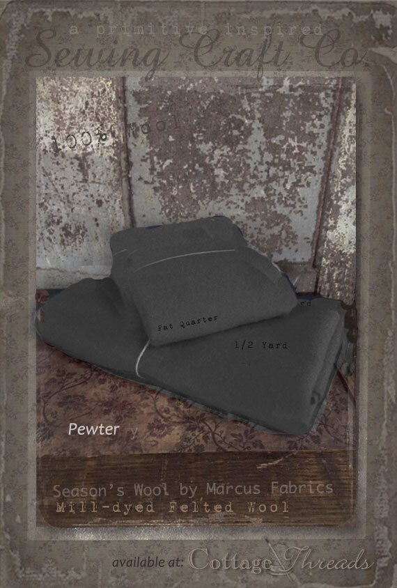Wool: Fat Quarter 100% Wool - PEWTER - Marcus Fabrics