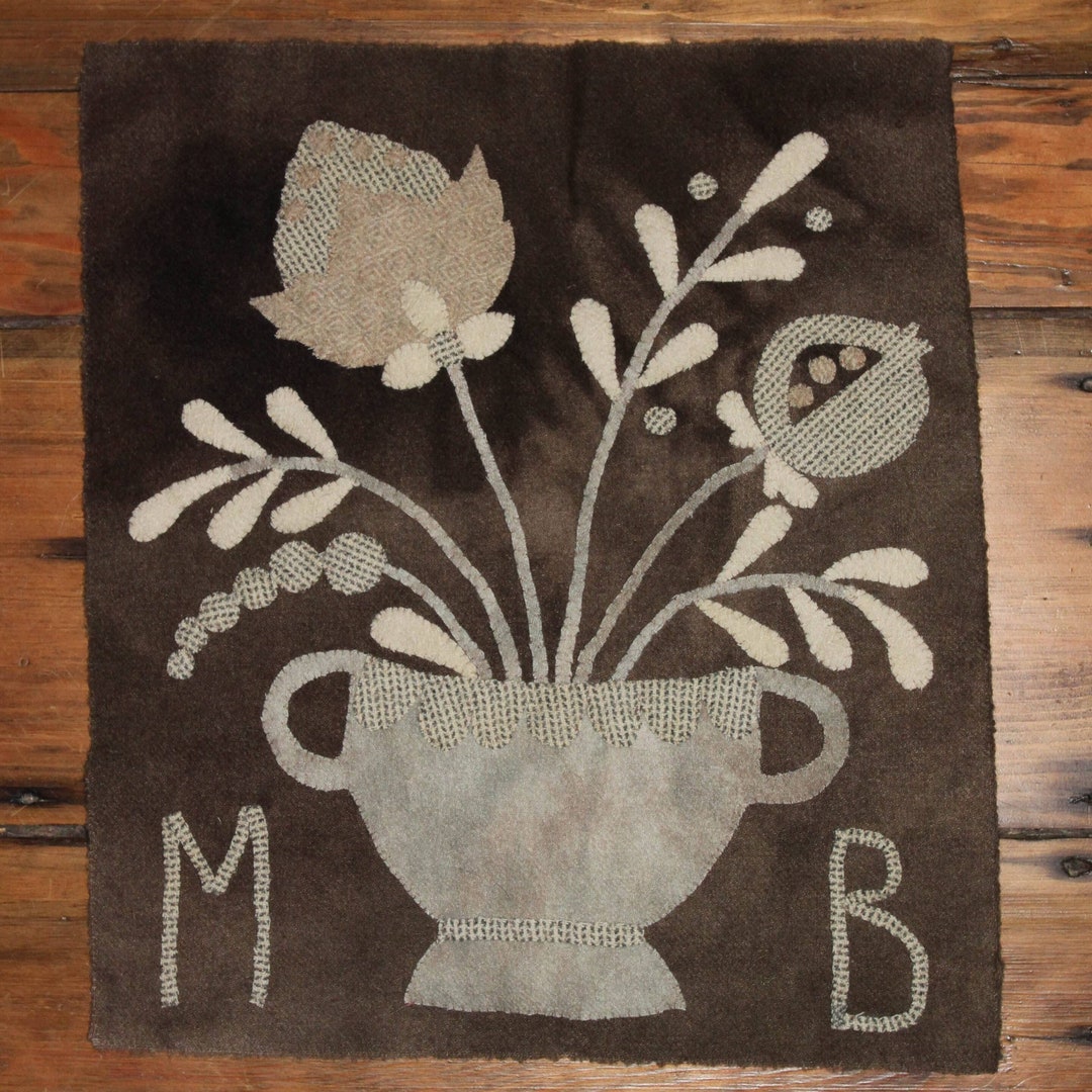 Pattern Neutrals Wool Appliqué Mat or Wall Hanging by Maggie Bonanomi