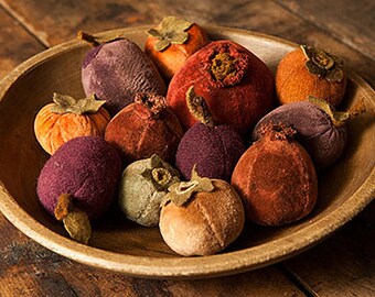 Pattern: "Pomegranates, Persimmon, Peaches and Plums" Velvet Wool Fruit by Kay Cloud