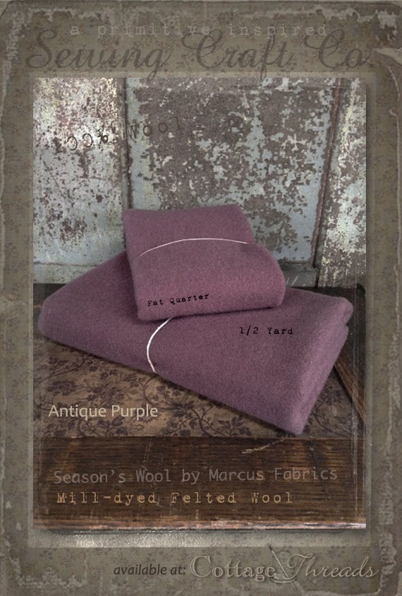 Wool: 1 YARD 100% Wool - ANTIQUE PURPLE - Marcus Fabrics