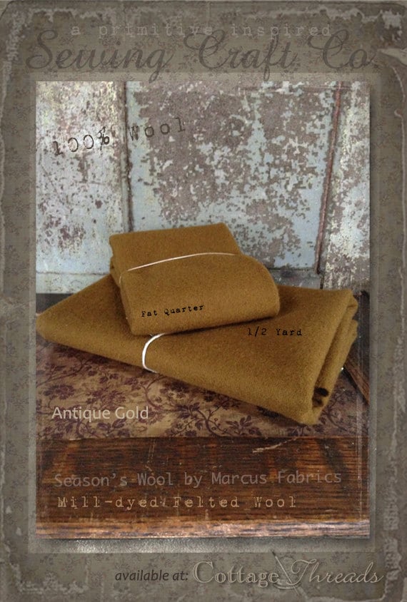 Wool: Half Yard 100% Wool - ANTIQUE GOLD - Marcus Fabrics