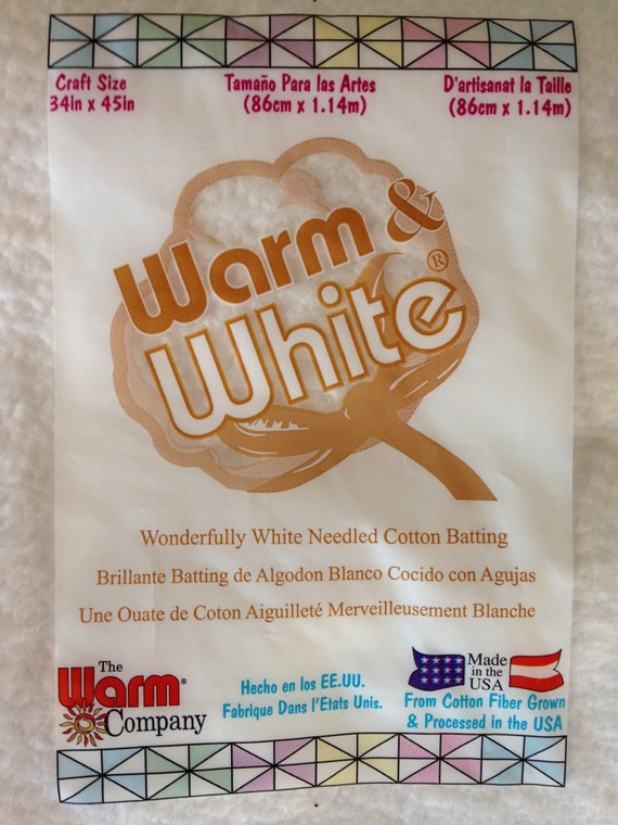 Notions: Warm and White - Needled Cotton Batting - Craft Size 34"x45"