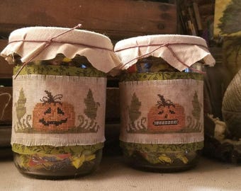 Pattern: Little Pumpkin Faces Cross Stitch by Kanikis