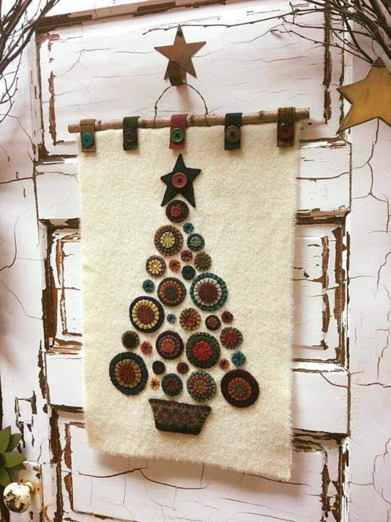 Wool Applique Penny Christmas Tree Pattern by Heartfelt Wool