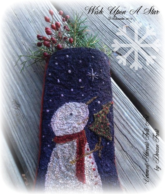 Pattern: Punch Needle- Wish Upon a Star by Doreen Frost for Vermont Harvest Folk Art