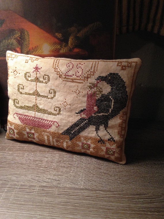 Handmade:"Beggars Christmas" Cross Stitch Pillow Tuck