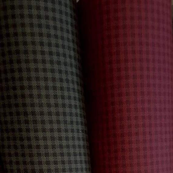 Fabric: 1 YARD - Green / Red Cotton mini check from Pieceful Pines Collection by Marcus Brothers Fabrics