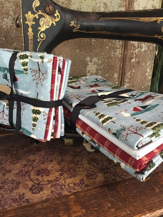 Fabric: Bundles FQ/Half YD - A Skater's Village- blue cotton