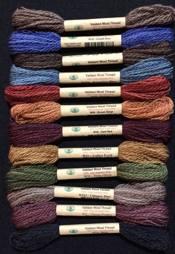 Floss & Threads: Wool Floss by Valdani Set/12 "Primitive Art" Size 8 - Hand Dyed Colorfast