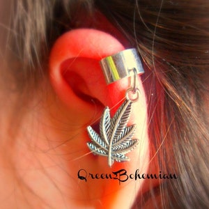 Marijuana Ear Cuff,420 Jewelry,Pot Head Cuff,Bohemian Jewelry,Hippie Boho chic Jewelry,Medical Jewelry,Festival Jewelry,Weed Lover Gift
