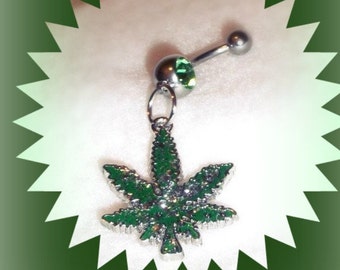 Marijuana Belly Ring,Summer Outdoors,Trendy Belly Ring,Beach Girl,420 Belly Summer Party,Refer Cannabis Pot Leaf Jewelry,Festival Jewelry