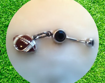 Black Football Belly Ring,Sports Jewelry,College football,Atlanta Falcons,Superbowl Belly Ring,Sports Lover,Football,Direct Checkout,