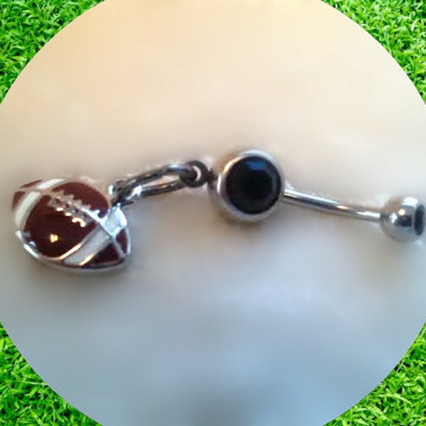 Black Football Belly Ring,Sports Jewelry,College football,Atlanta Falcons,Superbowl Belly Ring,Sports Lover,Football,Direct Checkout,