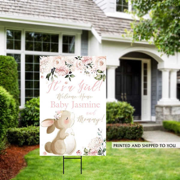 It's a Girl Yard Sign | Little Bunny Yard Sign | New Baby Yard Sign | It's A Girl Law Sign | Welcome Home Mommy and Baby Sign, Bunny