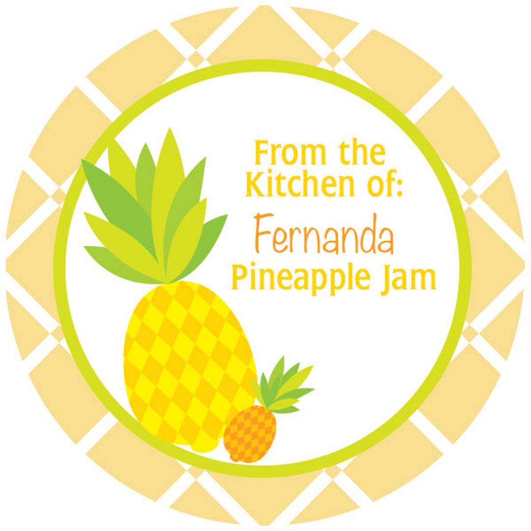 Personalized Stickers Home Made, Pineapple Jam Personalized Labels Size