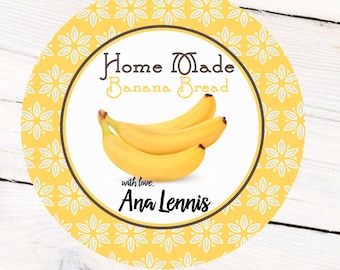 Personalized Stickers Home Made | Banana Jam Personalized Labels | Banana Bread Labels | Home Made Banana Bread Labels | Size 2.25" Labels