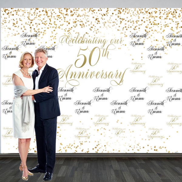 Aperturee Gold Custom Step And Repeat Anniversary Backdrop