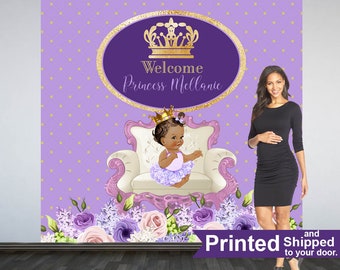 Royal Princess Baby Shower Photo Backdrop | Baby Princess Photo Booth Backdrop | Little Princess Party Backdrop, Purple Princess Backdrop
