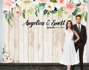 Wedding Photo Backdrop, Rustic Wedding Backdrop, Blush Floral Backdrop, Photo Booth Backdrop, Wedding Backdrop - Bridal Shower Backdrop