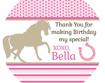 Personalized Stickers Horse Party, Pony Birthday Personalized Labels Size 2.25"