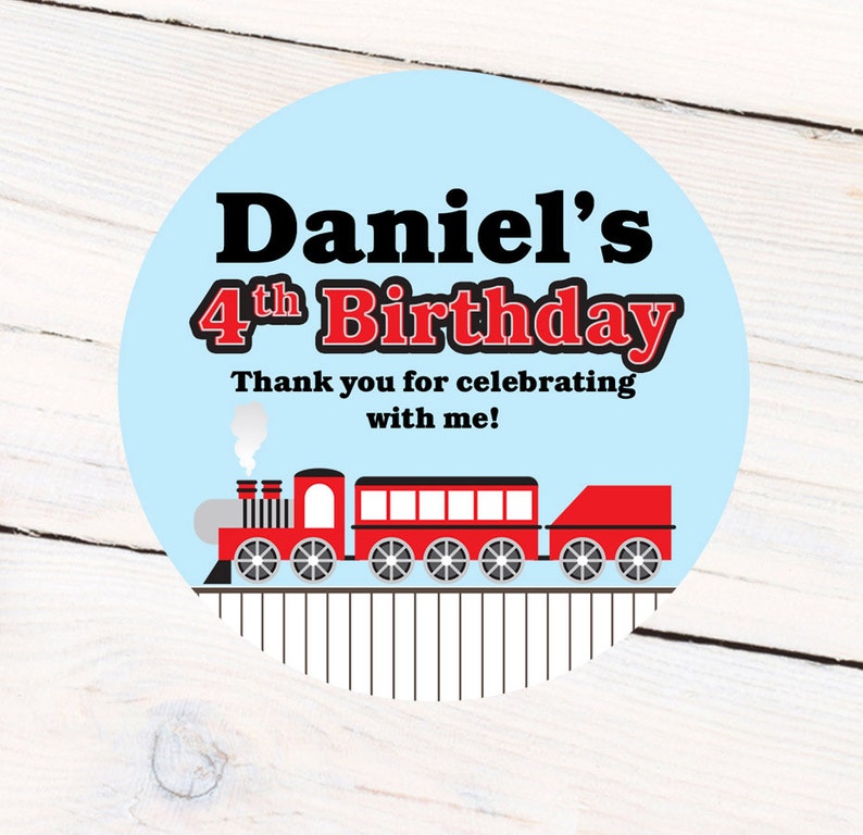 Train Personalized Stickers, Birthday Choo Choo Personalized Labels Favor Labels image 1
