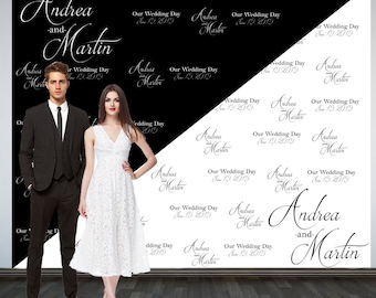 Wedding Photo Backdrop, Black and White Wedding Backdrop, Party Backdrop, Photo Booth Backdrop, Wedding Backdrop - Bridal Shower Backdrop