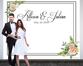 Wedding Elegance Photo Backdrop, Custom Wedding Backdrop, Personalized Party Step and Repeat Backdrop, Bridal Photo Booth Backdrop, Printed