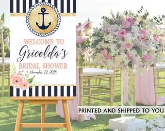 Welcome to Our Wedding Sign - Nautical Anchor Bridal Shower Sign- Reception Sign Printed, Canvas Sign, Bridal Shower Sign, Foam Board Sign