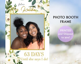 Bridal Shower Photo Booth Frame, Selfie Frame, Printed Selfie Frame, Wedding Photo Foam Board Frame, White Floral Bridal Sign - Photo Prop