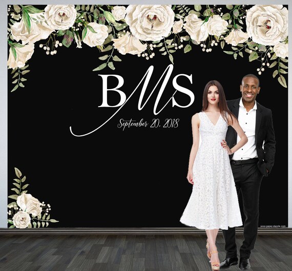 Wedding Monogram Photo Backdrop Printed Custom Wedding Party | Etsy