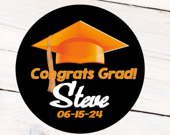 Graduation Labels | Personalized Grad Stickers | Grad Labels | Graduation Stickers | Class of 2024 Labels | Graduation Party Labels | Orange