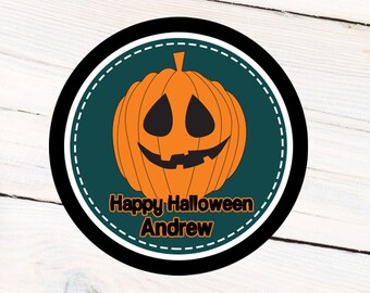 Halloween Personalized Labels | Scary Pumpkin Personalized Sticker | Glossy Stickers | Halloween Favor Labels | Halloween Party Labels