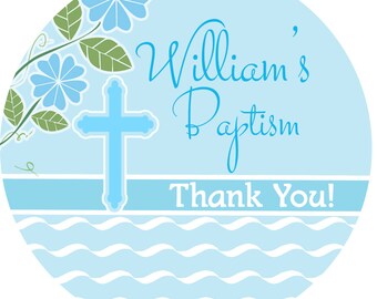 Personalized Stickers Christening, Baptism Stickers - Religious Personalized Labels Size 2.25"