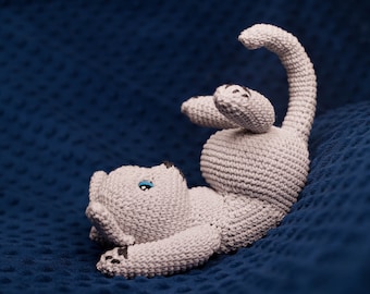 Scratch-My-Tummy Kitten Crochet Pattern: Realistic No-sew Amigurumi Cat (PDF Download)